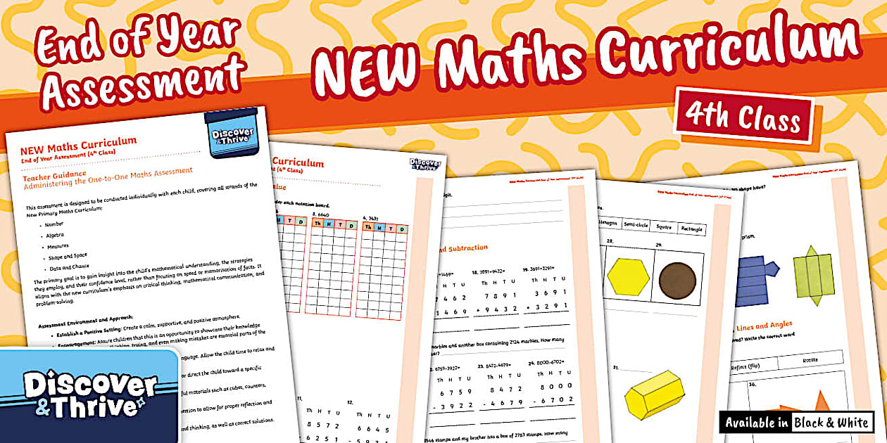 (Discover and Thrive) NEW Maths Curriculum End of Year Assessment (4th ...