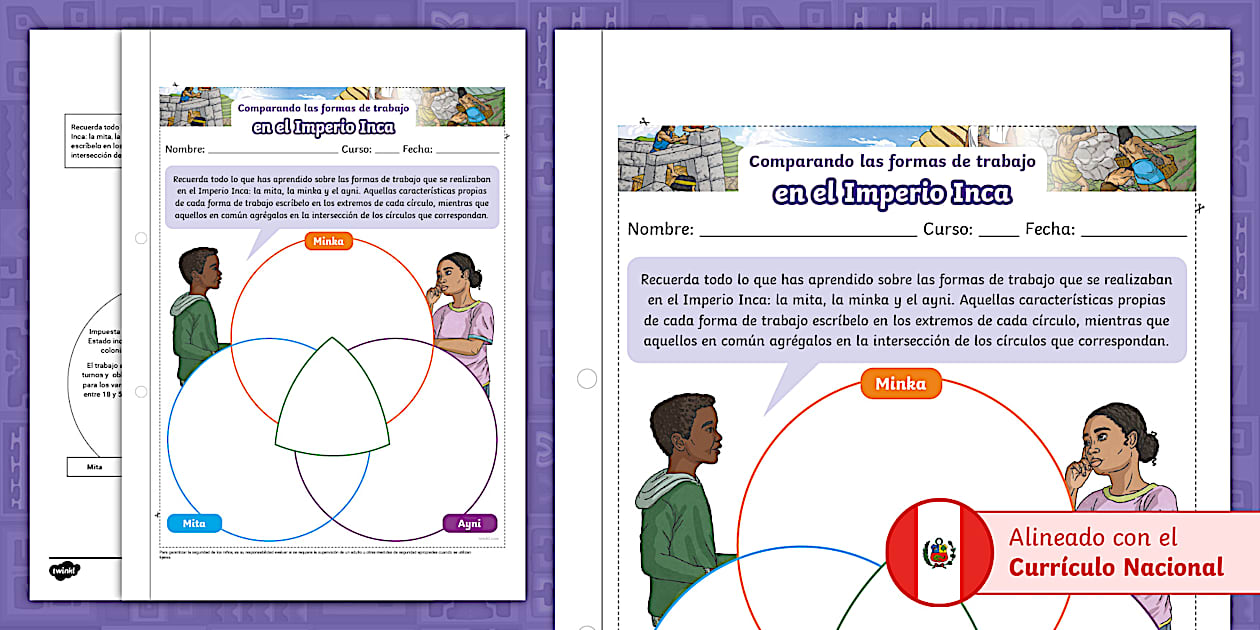 Ficha de actividad: Comparar las formas de trabajo en el Imperio Inca