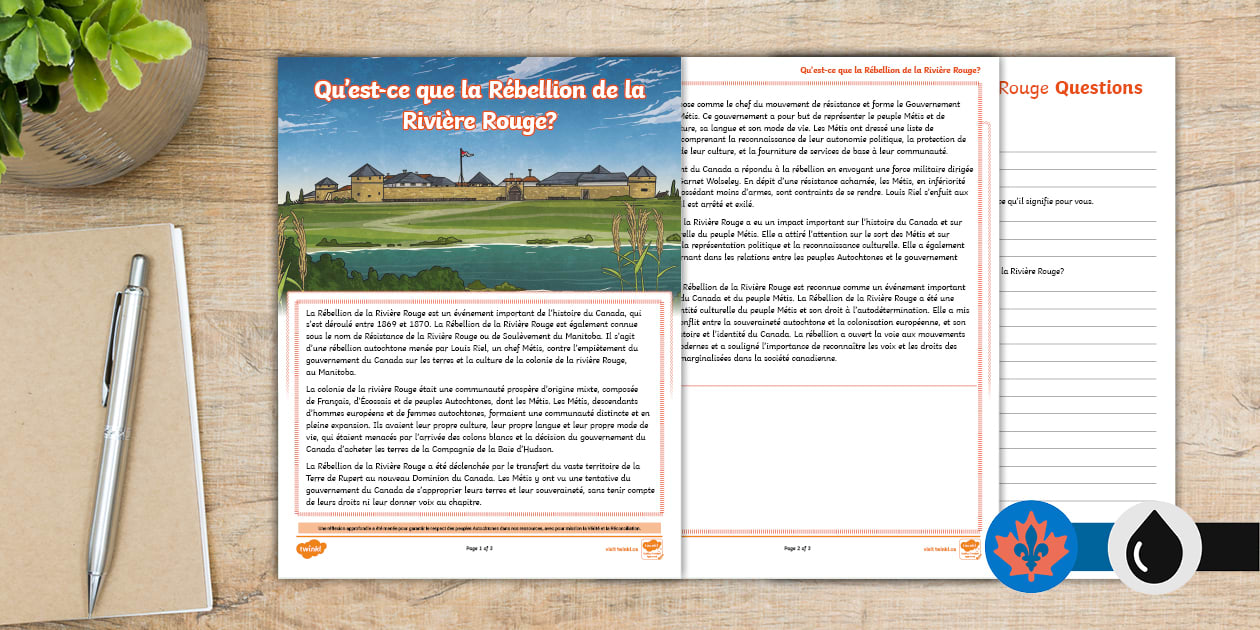 FREE! - The Red River Rebellion Reading Comprehension French
