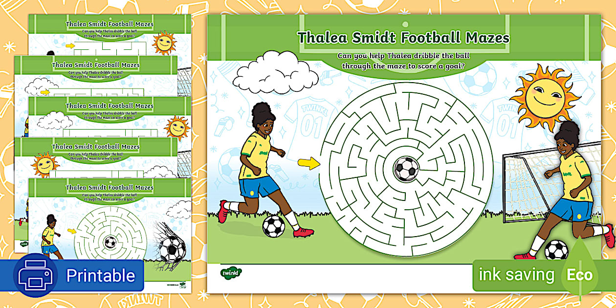 Grade R - Worksheet: Thalea Smidt Football Mazes - Twinkl