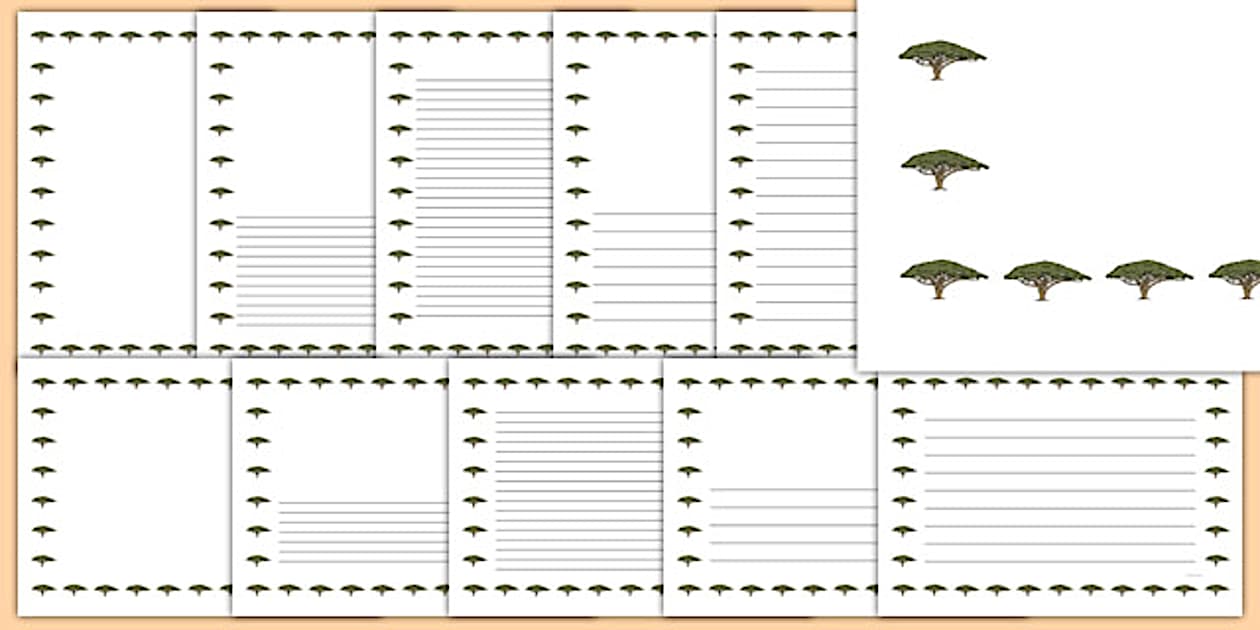 Tree Clutter Borders1 Black and White Acacia Tree Themed Page Borders - Twinkl