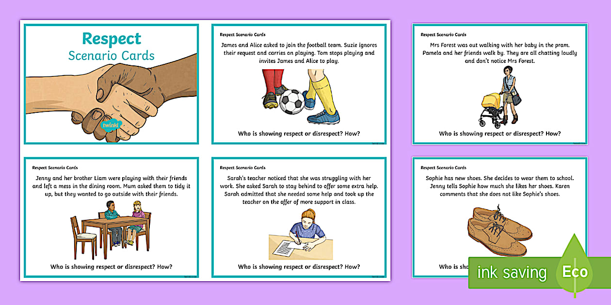 Examples of Respect in School Cards Resource Twinkl USA