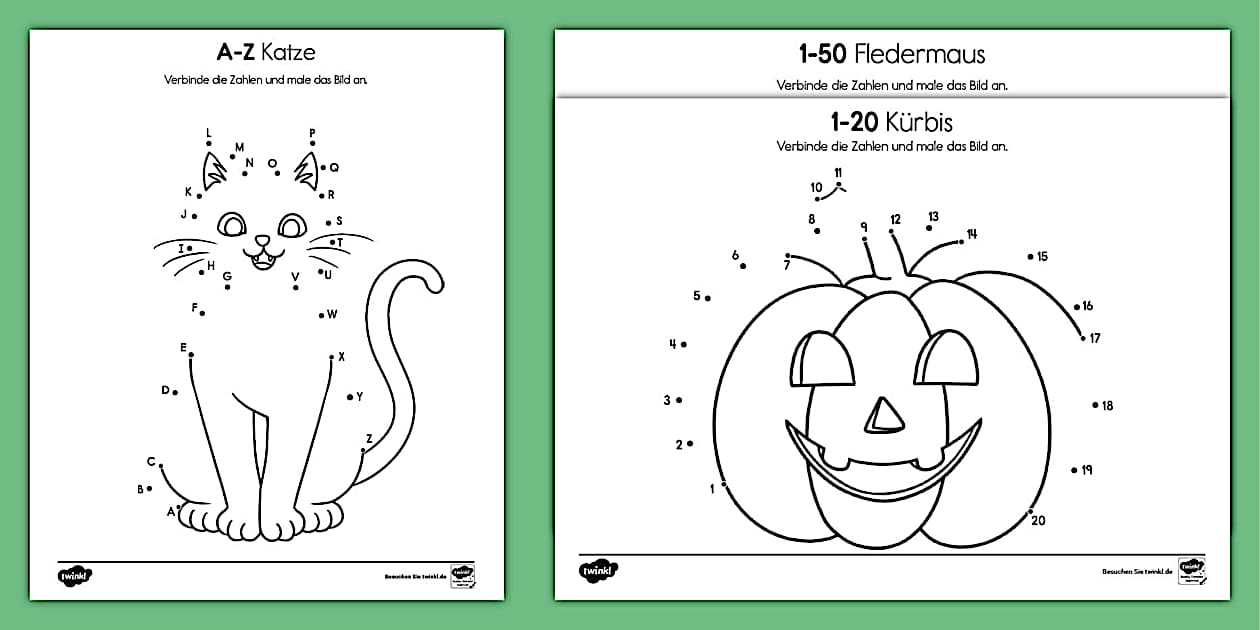 Zahlen und Buchstaben verbinden - Halloween-Edition - Twinkl