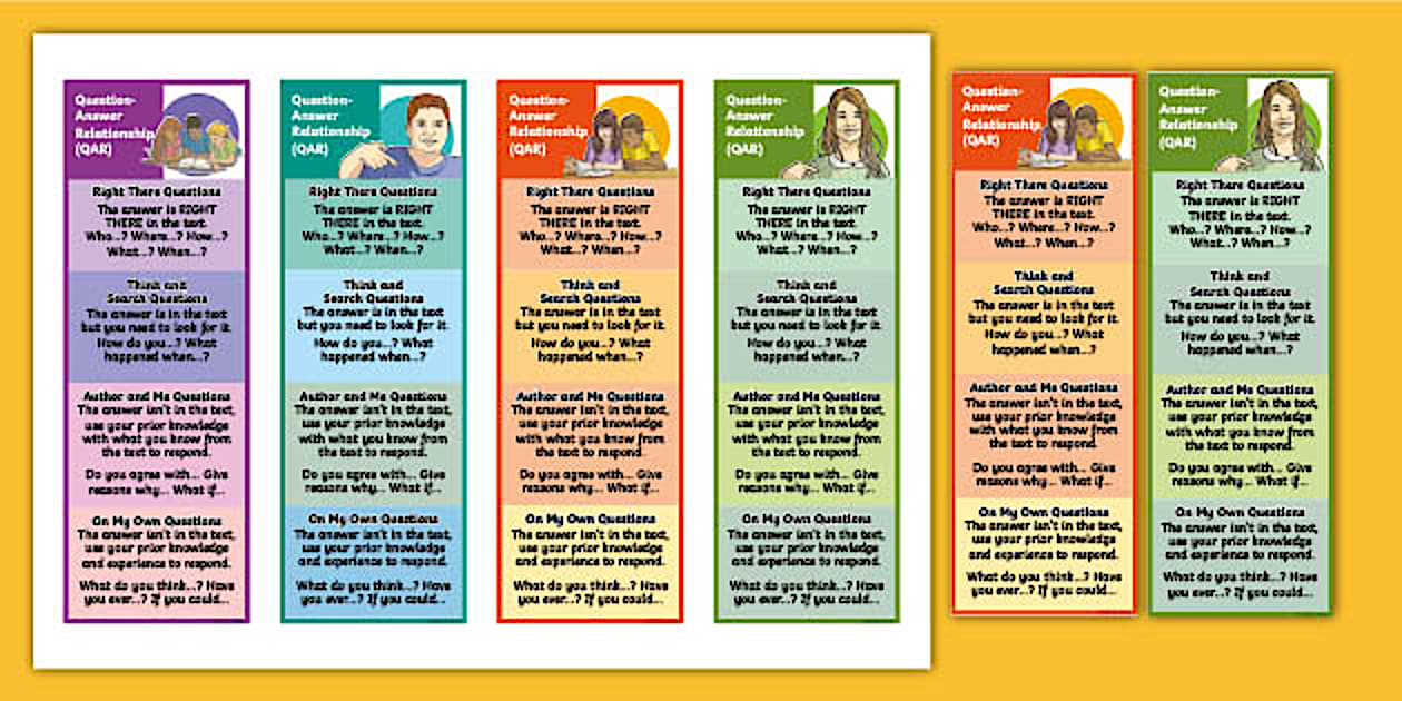 QAR Bookmarks | Question-Answer Relationship Resource
