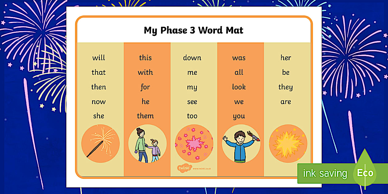 Bonfire Night Phase 3 Word Mat (teacher made) - Twinkl