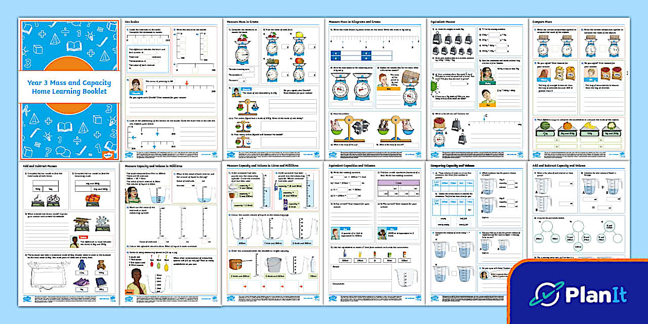 PlanIt Maths Y3 Measurement Home Learning Activity Pack