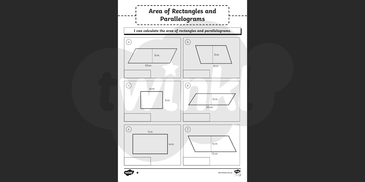parallelogram area worksheet pdf