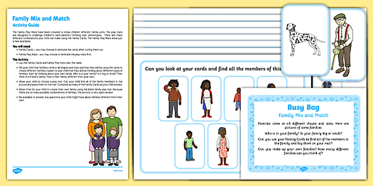 Family Mix and Match Busy Bag Resource Pack for Parents