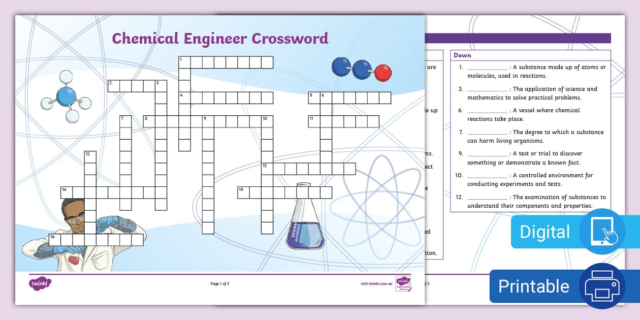Chemical Engineer Crossword (Teacher Made) Twinkl