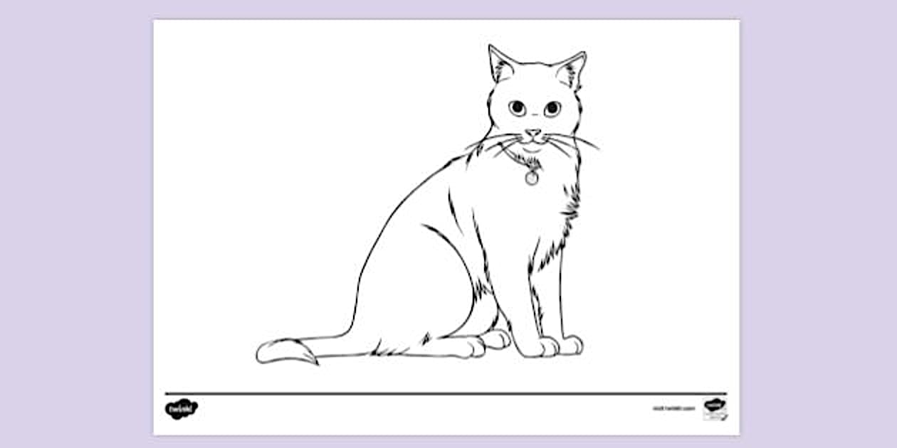 Cat Printable Template Colouring Page - Parents - EYLF
