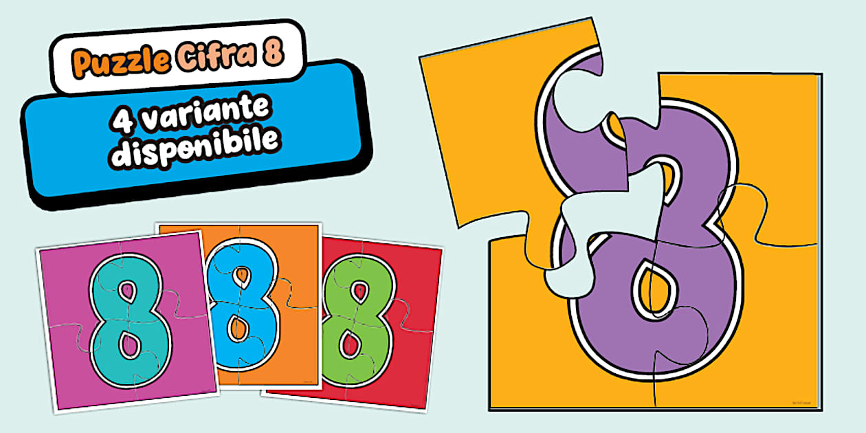 Numarul 8 Puzzle cu cifra 8 pentru copii