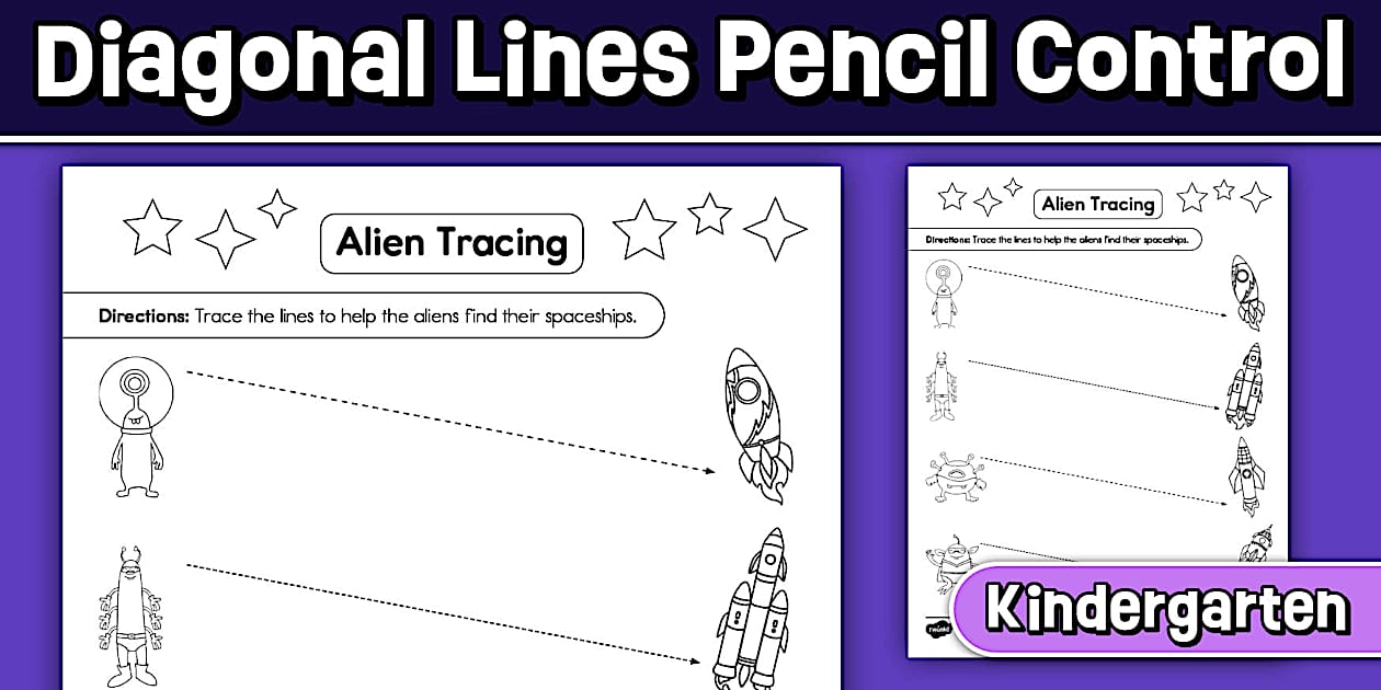 Tracing Diagonal Lines Pencil Control Worksheet