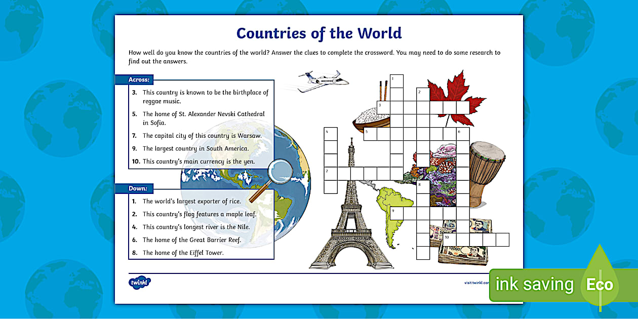 Countries of the World Crossword Countries Crossword