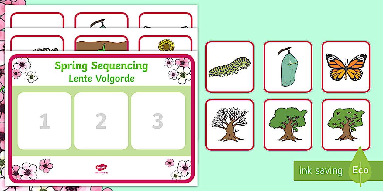 Grade R - Spring - Sequencing Cards: English/Afrikaans