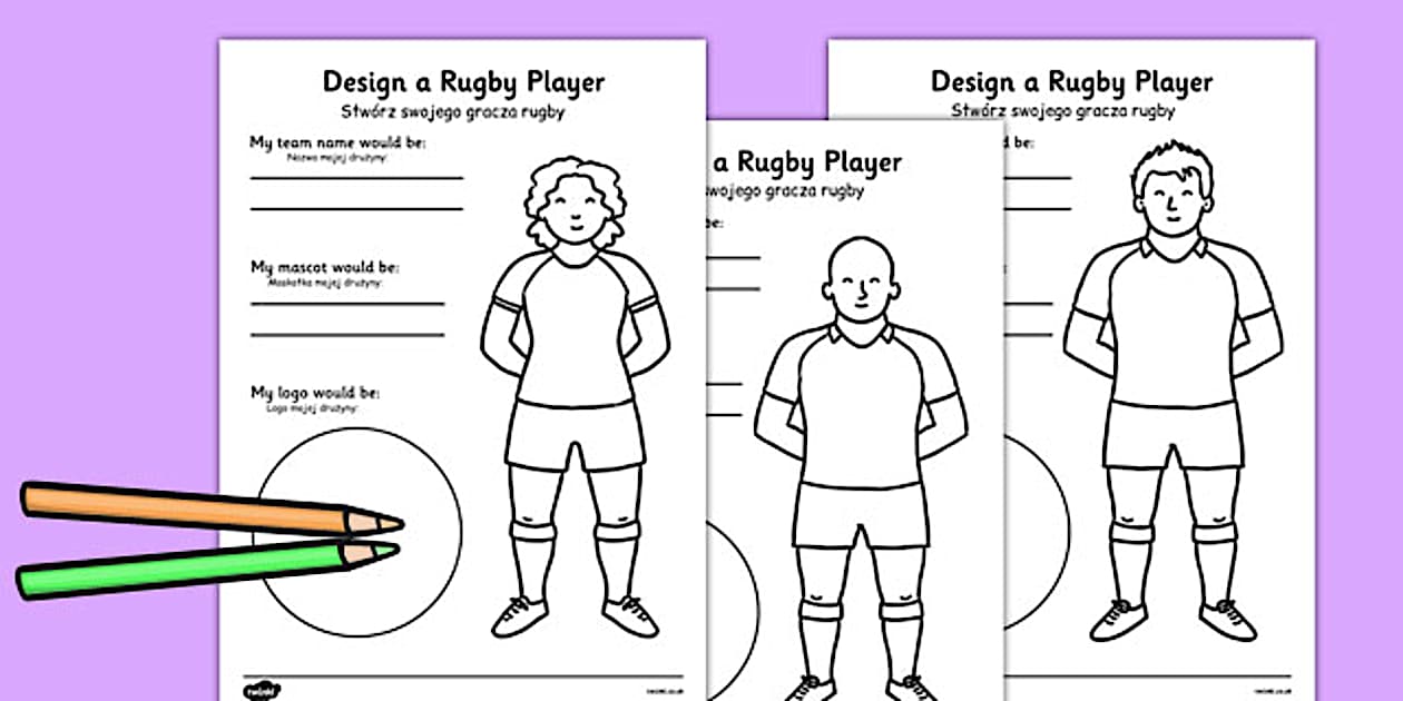 Design a Rugby Player Worksheet Polish Translation - Twinkl