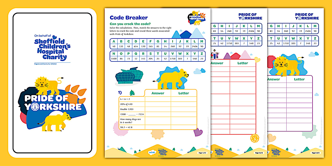 👉 Pride of Yorkshire: Maths Code Breaker Activity [Ages 9-11]