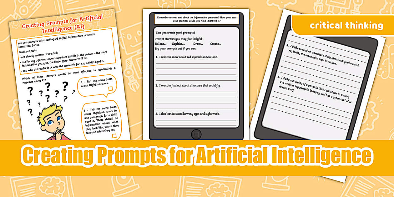 Creating Prompts Artificial Intelligence (AI) Activity Sheet