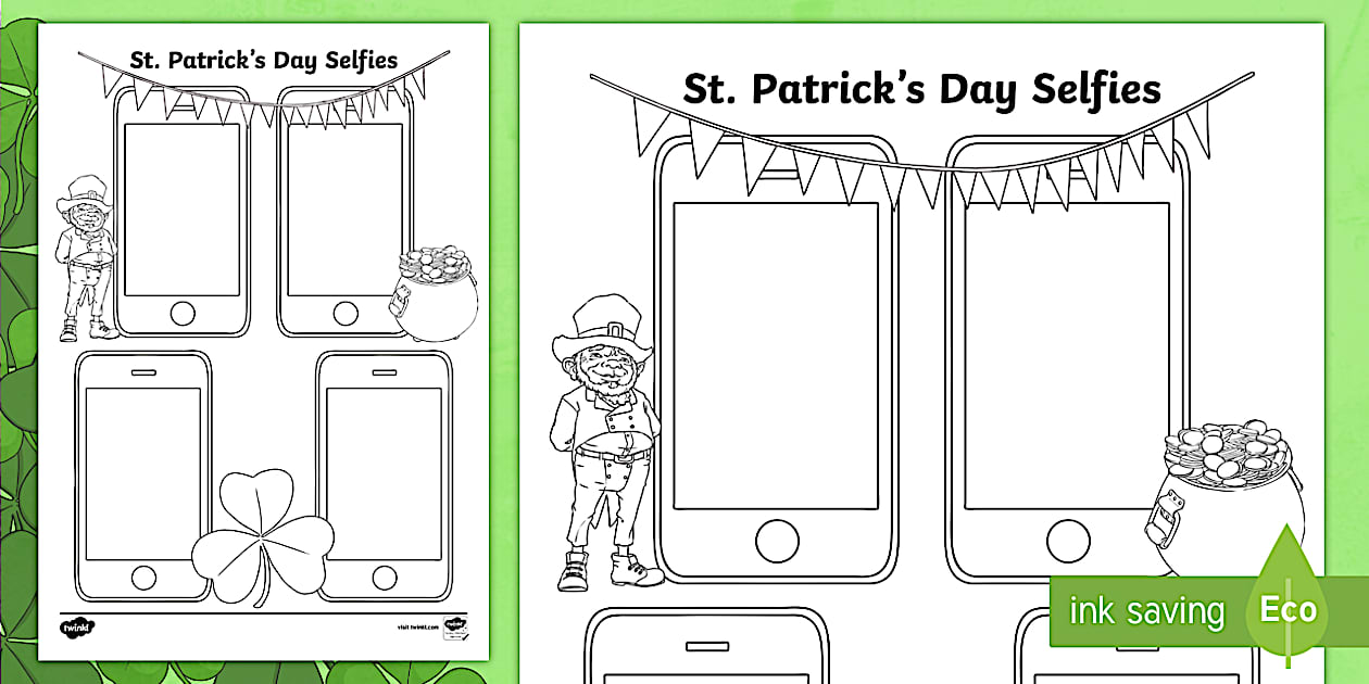 St Patrick's Day Selfie Worksheet (teacher made) - Twinkl