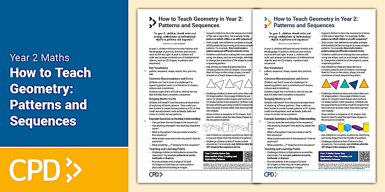 How to Teach Geometry in Year 2: Patterns and Sequences