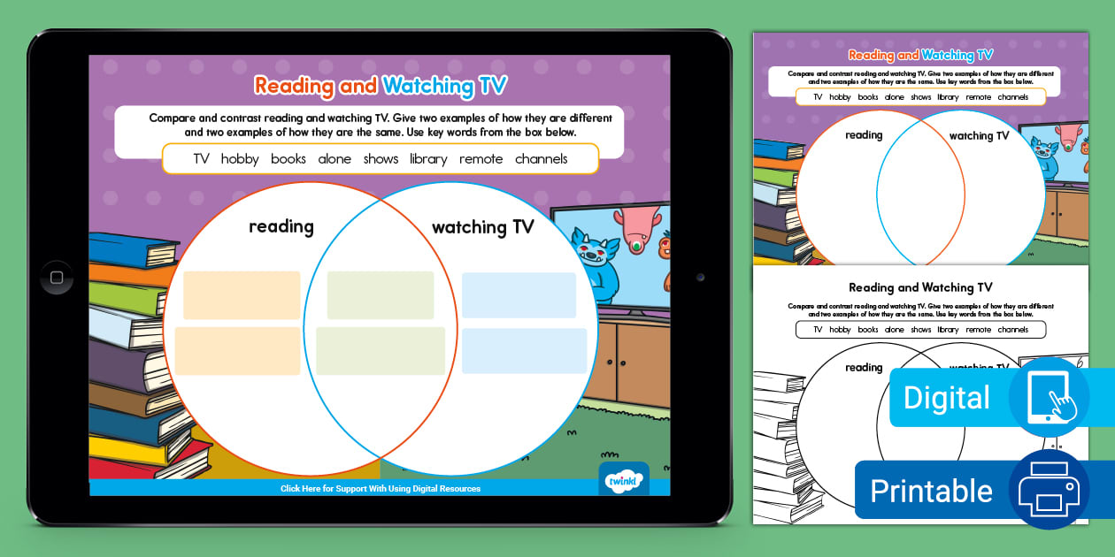 Reading and Watching TV Compare and Contrast Writing for ELL