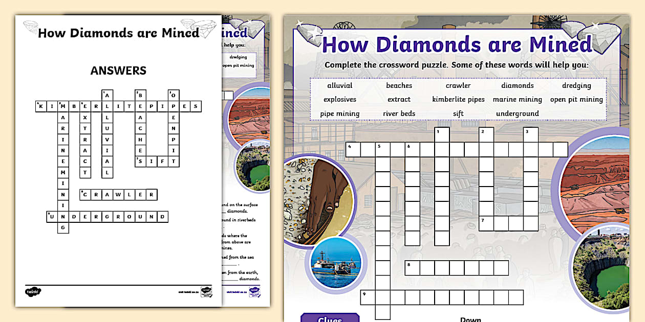 How Diamonds are Mined Crossword (teacher made) Twinkl