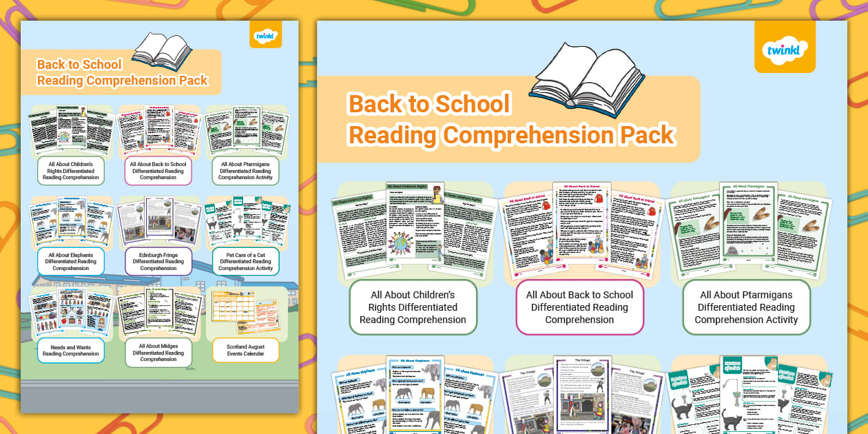Back to School Reading Comprehension Pack