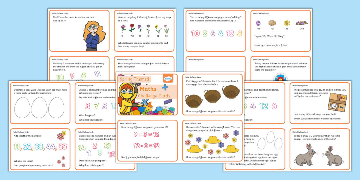 Spring-Themed KS1 Maths Challenge Cards