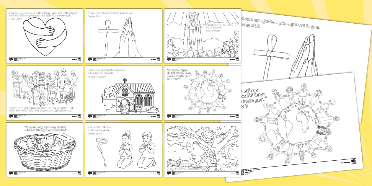 RE Christianity Quotes Mindfulness Colouring Pages - Twinkl