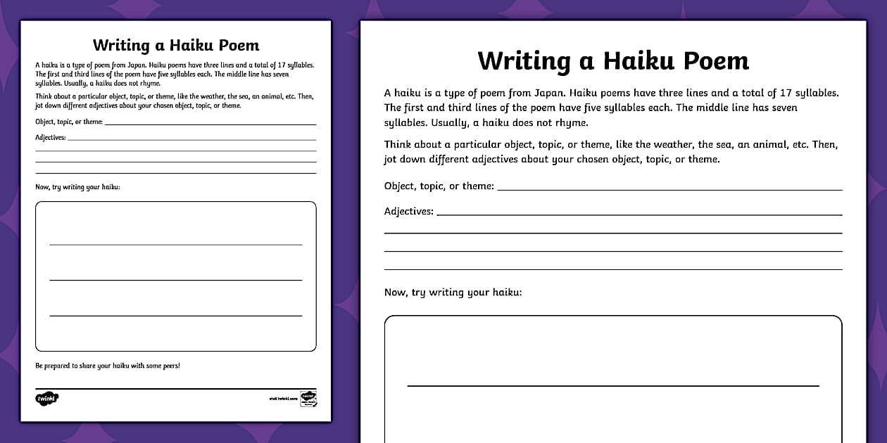 Writing Haiku Poems for 6th-8th Grade (teacher made)