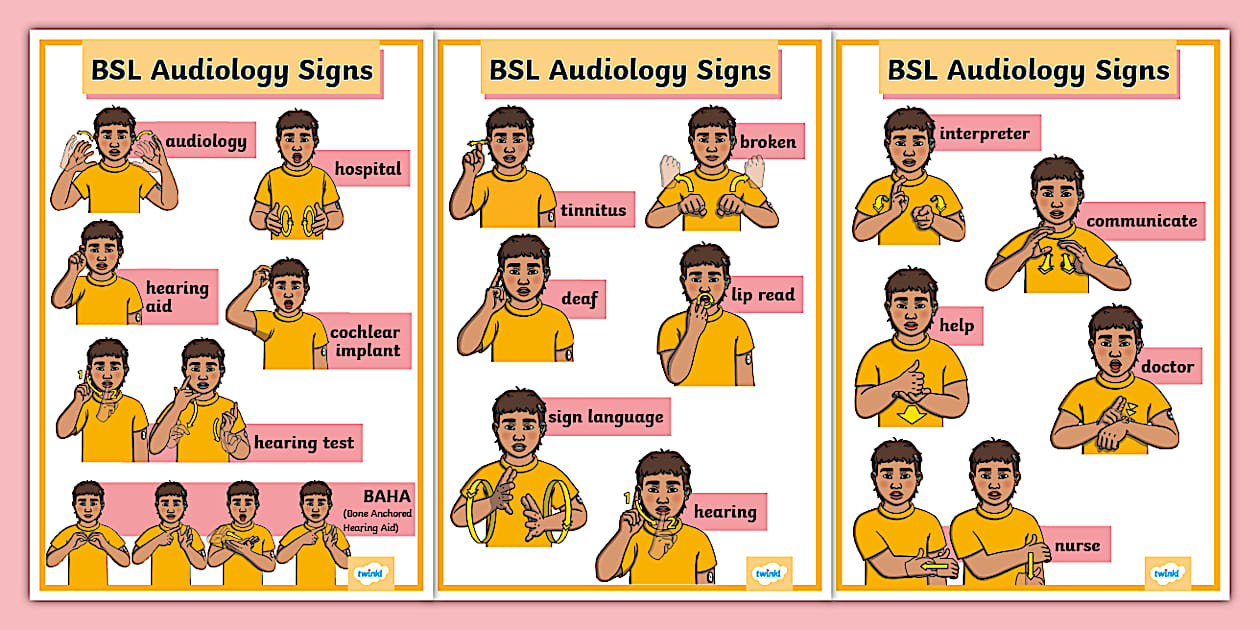 BSL Audiology Key Signs Display Poster teacher Made BSL Audiology Key Signs Display Poster teacher Made