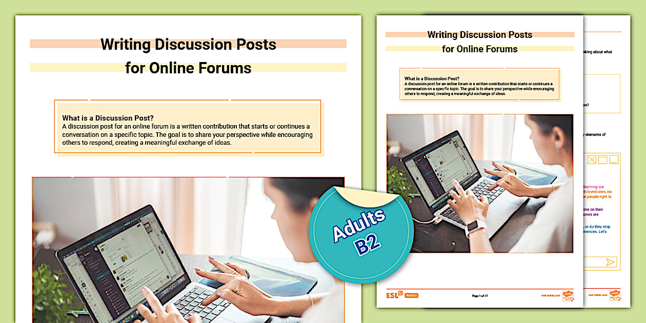 ESL Writing Discussion Posts for Online Forums [Adults, B2]