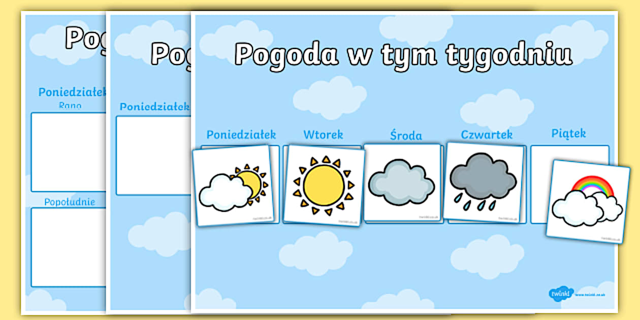 Tygodniowy kalendarz pogody dla dzieci | Zjawiska Pogodowe