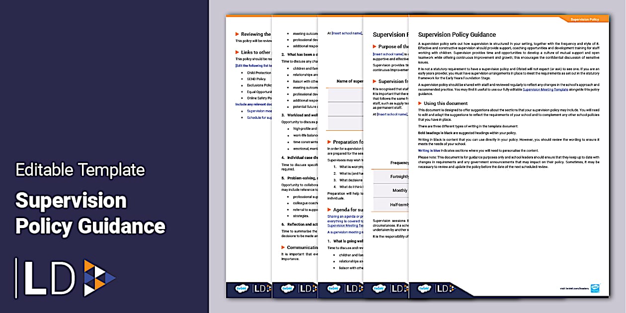 Supervision Policy Guidance: Editable Template - Leaders