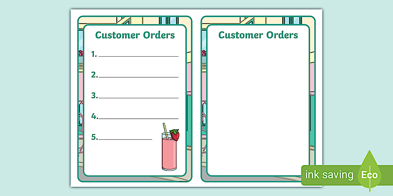 Black and White Cafe Order Forms KS1 (teacher made)