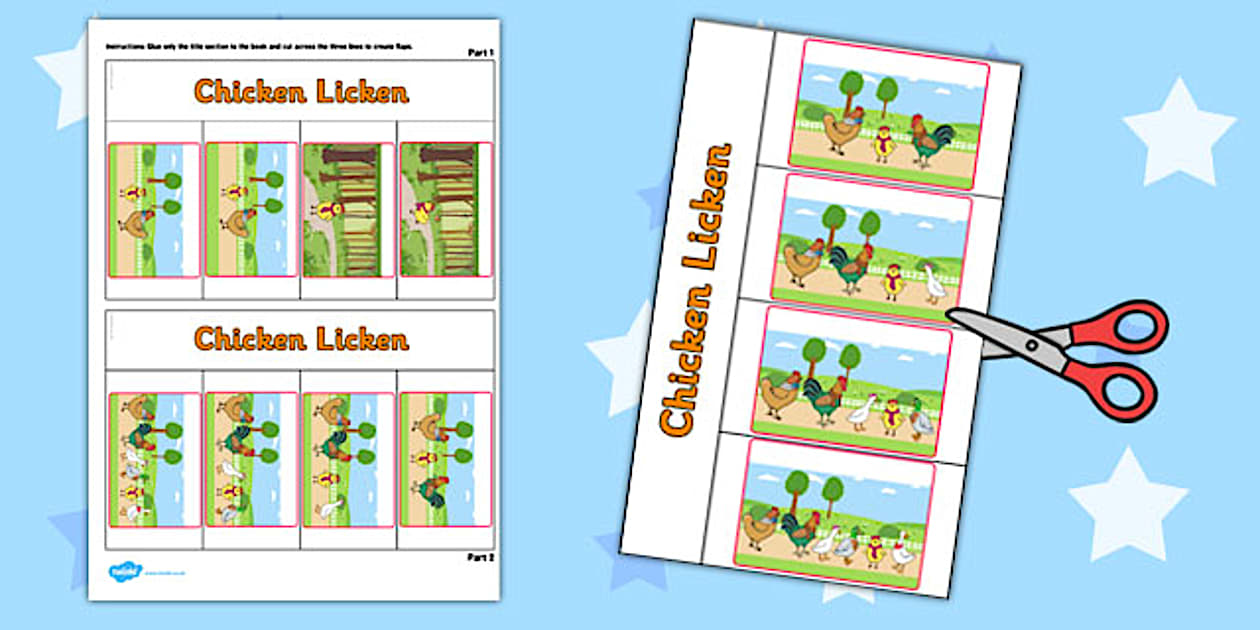 Black and White Chicken Licken Story Writing Flap Book