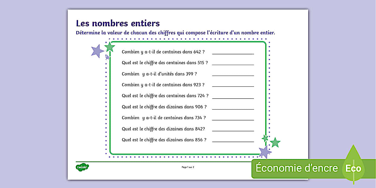 Les nombres entiers (Teacher-Made) - Twinkl