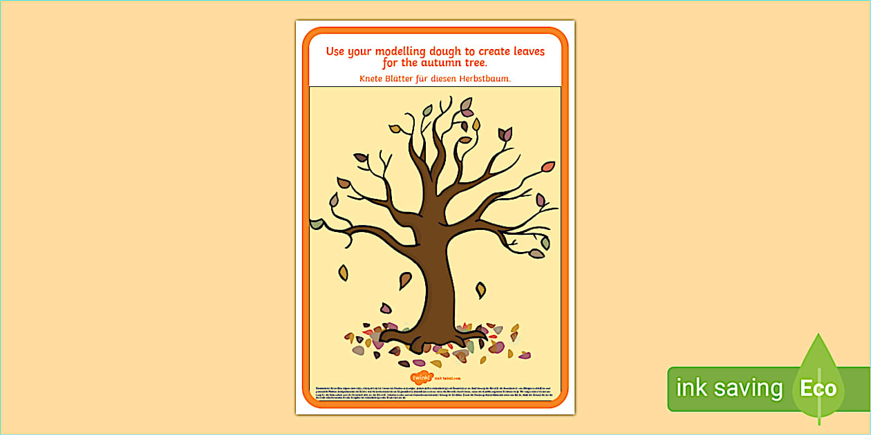 Autumn Tree Modelling Dough Mat English/German - Twinkl