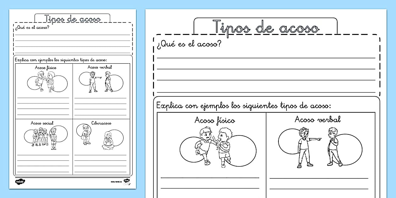 Ficha de actividad: Tipos de acoso (teacher made) - Twinkl