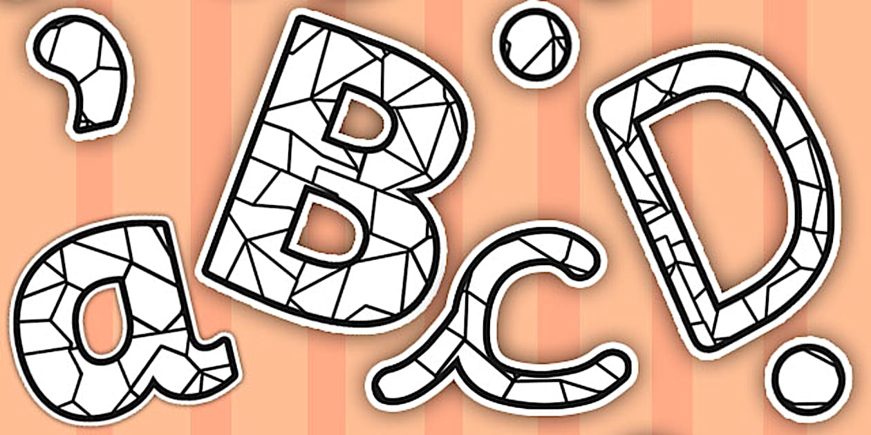 Stained Glass Black and White Themed Display Lettering - glass