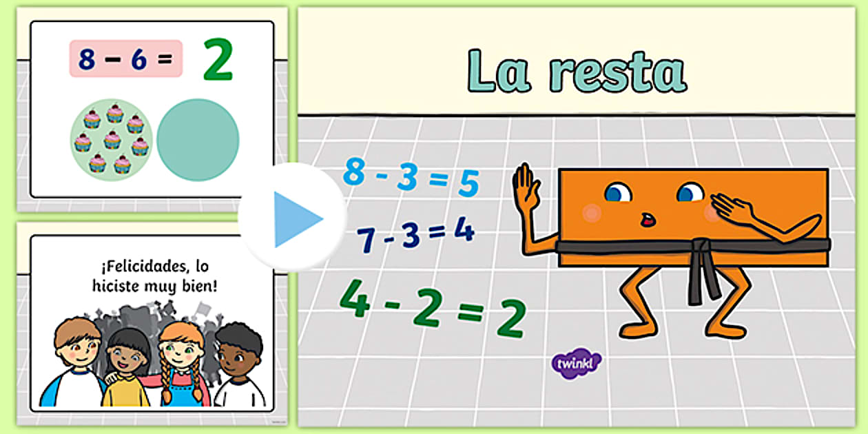 Restar Cartoon Presentación: Aprendiendo a restar hasta el 10 - Twinkl