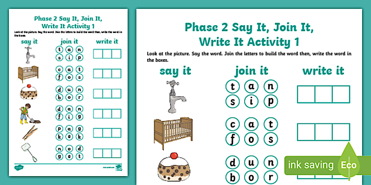 Phase 2 Say It, Join It, Write It Activity 1 - Twinkl