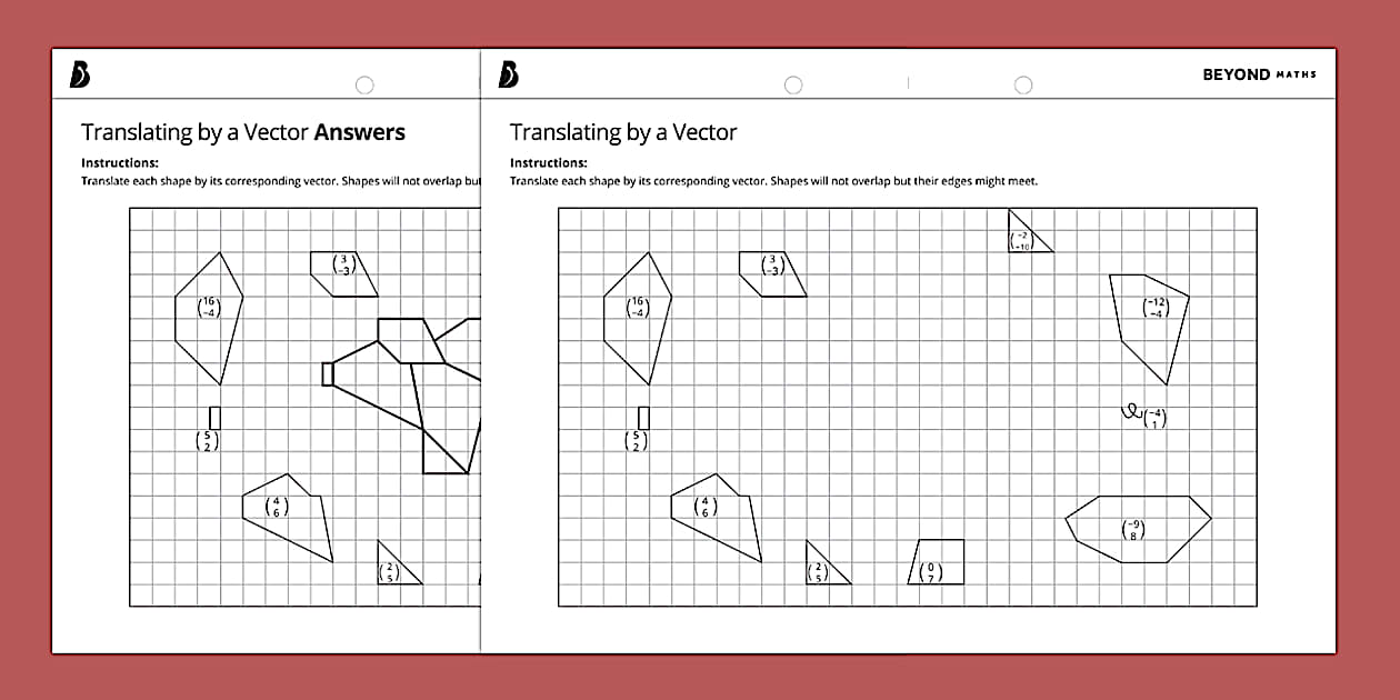👉 Vector Translation Worksheet (teacher made) - Twinkl