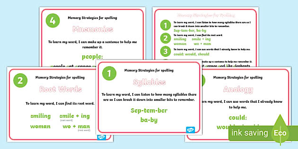 Cursive Memory Strategies for Spelling Display Posters (Phase 6 Phonics)
