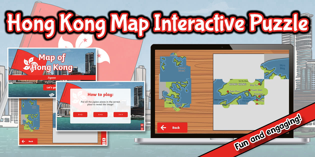 Map of Hong Kong Interactive Jigsaw Puzzle (teacher made)