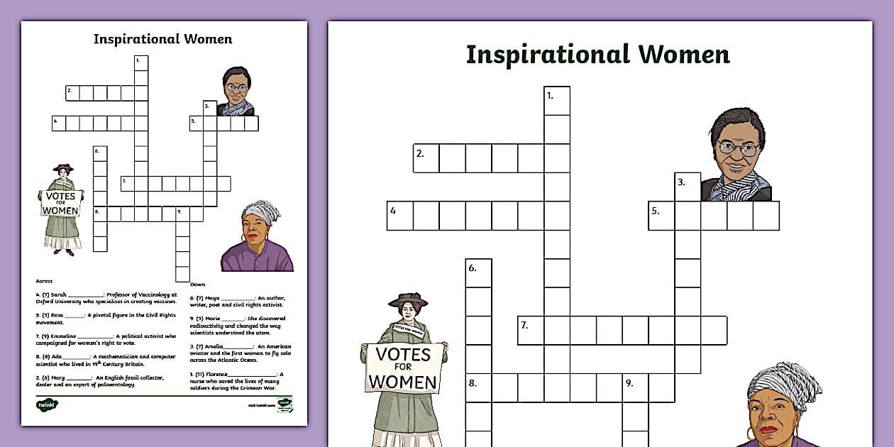 Inspirational Women: Prominent Females Crossword Twinkl