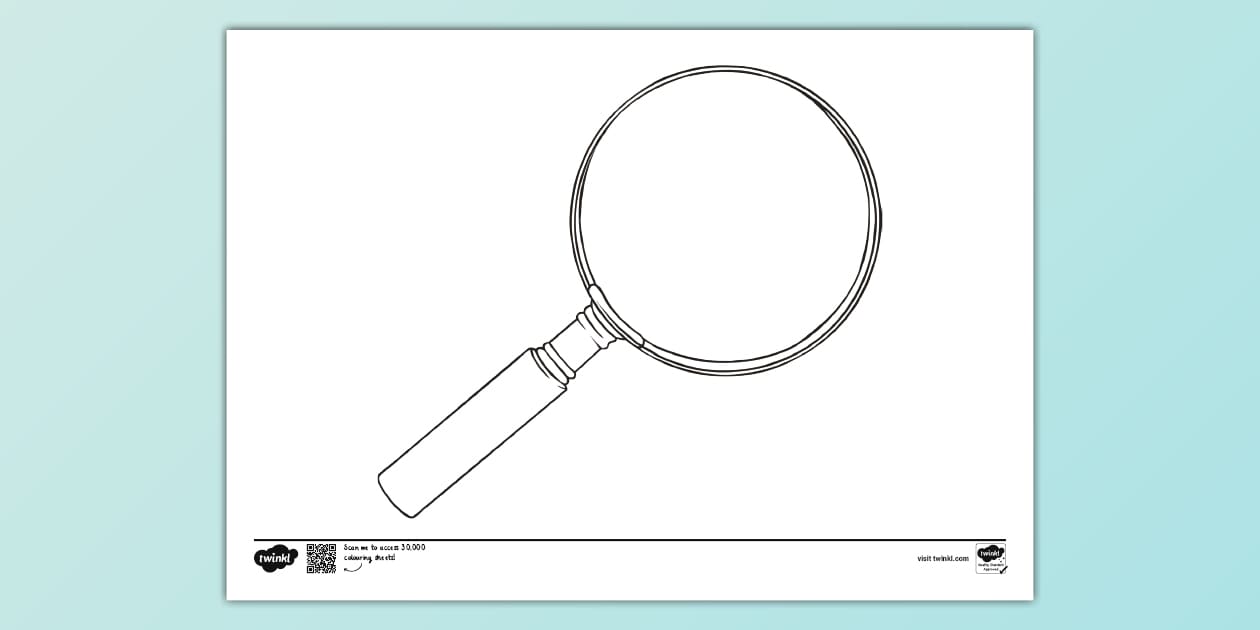 Magnifying Glass Short Handle Colouring | Colouring Sheets
