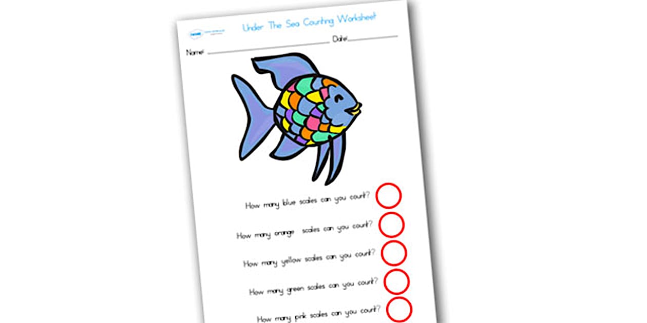 Themed Scales Counting Worksheet to Support Teaching on Rainbow Fish