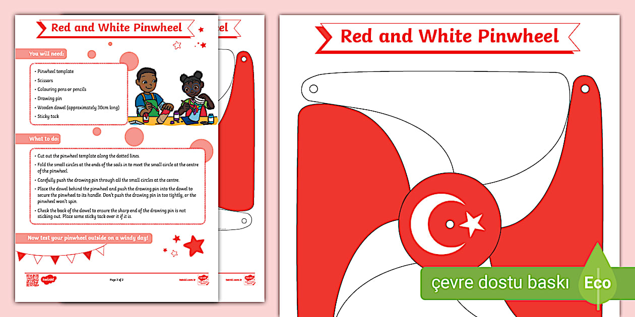 Red and White Pinwheel (Teacher-Made) - Twinkl