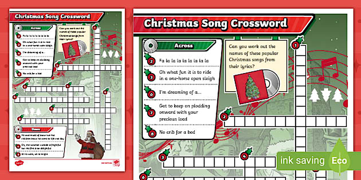 KS2 Christmas Song Crossword Clues (professor feito)