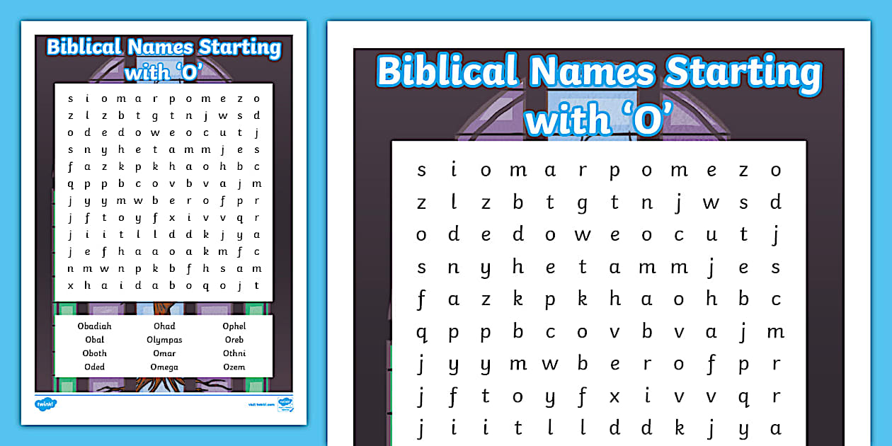 Biblical Names Starting with 'O' Word Search (teacher made)
